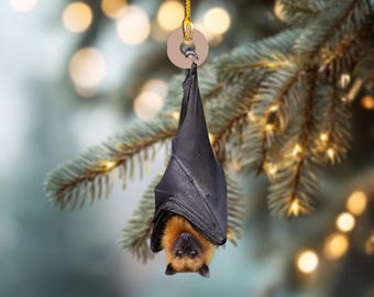 Personalized Black Bat Ornament – Custom 2D Flat Acrylic Christmas Tree Decoration