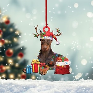 Personalisierter Dobermann-Weihnachtsbaumschmuck – Individuell gestaltete Keramik-Weihnachtsbaumdekoration, Geschenk für Dobermann-Mama und Hundeliebhaber