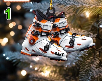 Adorno personalizado de botas de esquí – Decoración navideña plana 2D para árbol, de acrílico o madera