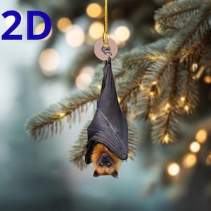 Personalisierte schwarze Fledermaus-Weihnachtsbaumkugel – Individuelle 2D-Weihnachtsbaumdekoration aus flachem Acryl