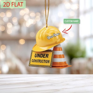 Personalized Hard Hat Ornament: Engineer, Builder Gift