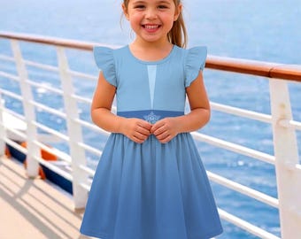 Frozen Elsa Ruffle Dress, Disney Trip Girls Dress, Disneyland Vacation Trip 2026