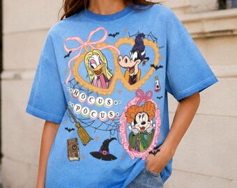 Disney Hocus Pocus Gradient Washed Oversize T-Shirt, Minnie Daisy Duck Sanderson Sisters Tee, Disney Halloween Shirt