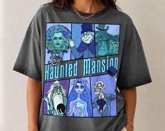 Haunted Mansion Gradient Washed Oversize T-Shirt, Retro Disney Characters Graphic Tee, Disney Halloween Shirt