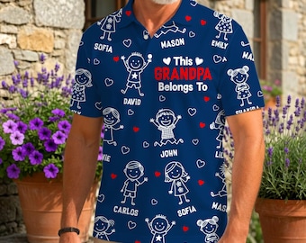 Custom Grandpa Shirt With Names Polo Shirt, Papa Polo Shirt, This Grandpa Belongs To Kids, Birthday Gift for Grandpa
