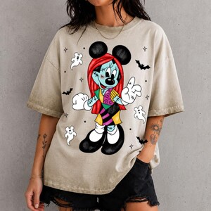 Minnie Sally Gradient Washed Oversize T-Shirt, Nightmare Before Christmas Minnie Tee, Disney Halloween Vacation Outfit image 2