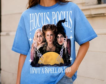 I Put A Spell On You Sanderson Sister Mary  Gradient Washed Oversize T-Shirt, Hocus Pocus Shirt, Halloween Gift