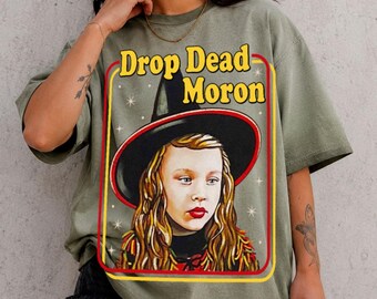 Dani Dennison Drop Dead Moron Gradient Washed Oversize T-Shirt, Hocus Pocus Halloween Shirt, Disney Halloween Shirt