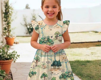 Vestido retro con volantes de Winnie the Pooh y su árbol del bosque, vestido de Disney de Eeyore, Tigger y Piglet, viaje a Disneyland 2026