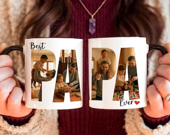 Custom Photo Papa Mug, Personalized Family Coffee Cup, Father's Day Gift