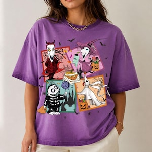 Lock Shock and Barrel Halloween Gradient Washed Oversize T-Shirt, The Nightmare Before Christmas Fall Tee, Disney Halloween Shirt zdjęcie 1