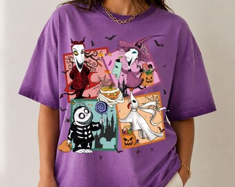 Lock Shock and Barrel Halloween Gradient Washed Oversize T-Shirt, The Nightmare Before Christmas Fall Tee, Disney Halloween Shirt