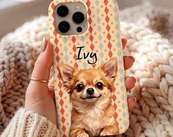 Retro Star Diamond Dog Phone Case, Vintage Puppy Cover, Cute Aesthetic Pet Gift
