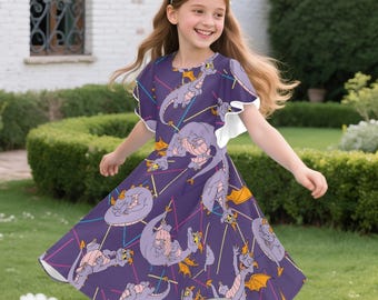 Vestido infantil con volantes de Figment Dragon, vestido infantil de One Little Spark, vestido de Disney Purple Dragon, viaje a Disneyland 2026