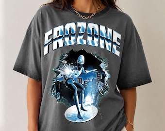 Frozone Gradient Washed Oversize T-Shirt, Retro Superhero Tee, Disney Vacation Shirt