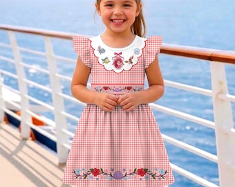 Ariel Little Mermaid Gingham Coquette Bow Ruffle Dress, The Little Mermaid Dress, Disneyland Vacation Trip 2026