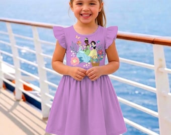 Princess Purple Jasmine Snow White Ruffle Dress, Magical Kingdom Summer Dress, Disneyland Vacation Trip 2026