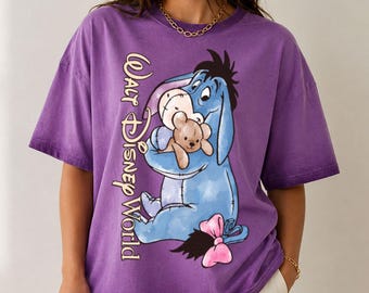 Eeyore Disney Gradient Washed Oversize T-Shirt, Eeyore and Teddy Bear Tee, Disney World Tee