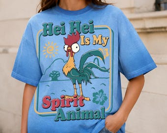 Hei Hei Is My Spirit Animal Moana Gradient Washed Oversize T-Shirt, Disney Spirit Animal Shirt, Disney Spirit Animal Shirt