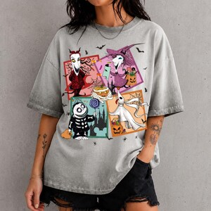 Lock Shock and Barrel Halloween Gradient Washed Oversize T-Shirt, The Nightmare Before Christmas Fall Tee, Disney Halloween Shirt zdjęcie 2
