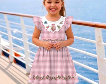 Aurora Gingham Light Pink Floral Coquette Bow Ruffle Dress, Sleeping Beauty Princess Dress, Disneyland Vacation Trip 2026