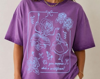 Alice In Wonderland Gradient Washed Oversize T-Shirt, Disney Princess Graphic Shirt, Disney Vacation Shirt
