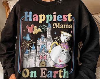 Camiseta Disney de la Sra. Potts y Chip, Camiseta "La mamá más feliz del mundo", Camiseta "Feliz Día de la Madre", Viaje de vacaciones familiares 2026