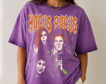 Hocus Pocus Sanderson Sister Gradient Washed Oversize T-Shirt, Spooky Movie Aesthetic Shirt, Disney Halloween Shirt