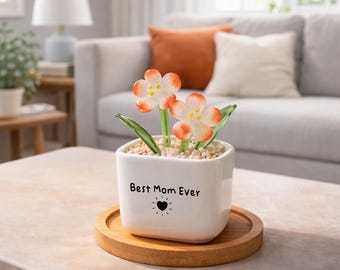January Carnation Glass Flower Pot, Birth Month Flower Gift, Everlasting Glass Plant for Mom