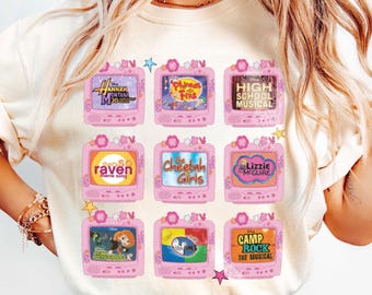 Camiseta retro de Disney Channel con estampado de películas y series de televisión, color cómodo; camiseta de Hannah Montana de High School Musical de Disney Channel; camiseta de moda 2026.