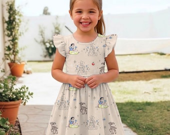 Snow White Seven Dwarf Sketch Ruffle Dress, Summer Princess Dress, Disneyland Vacation Trip 2026