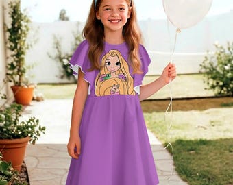 Rapunzel Tangled Princess Ruffle Dress, Disney Cruise Dress, Disneyland Vacation Trip 2026
