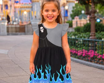 Hades Ruffle Dress, Disney Villains Dress, Hades Inspired Outfit, Girls Character Dress, Disney Halloween Dress