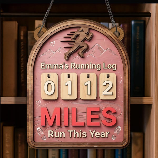 Custom Name Girl Running Log Miles Run This Year Wooden Tracker, Running Log Sign, Yearly Mileage Tracker, Runner Gift, Fitness Decor