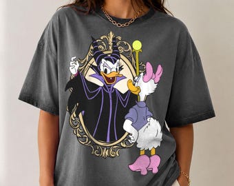 Daisy Duck Maleficent Mirror Gradient Washed Oversize T-Shirt, Disney Character Costume Tee, Funny Disney Halloween