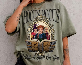 I Put A Spell On You  Gradient Washed Oversize T-Shirt, Hocus Pocus Shirt, Disney Halloween Shirt