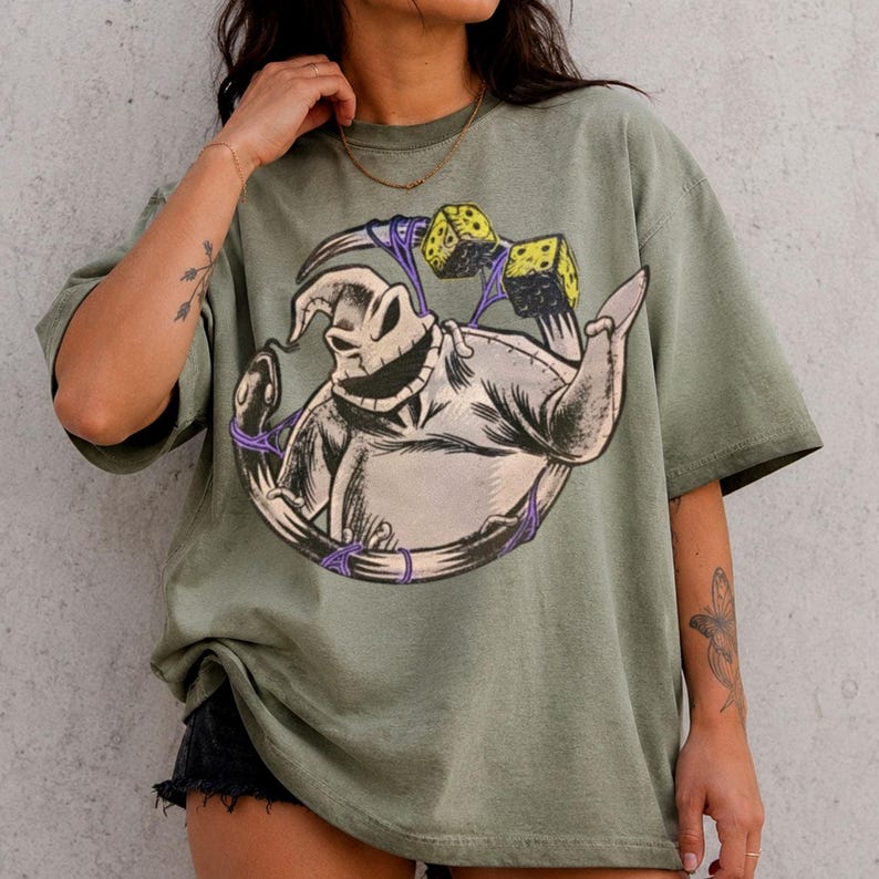 Oogie Boogie Gradient Washed Oversize T-Shirt, Nightmare Before Christmas Shirt, Disney Halloween Shirt bild 1