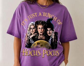 It Just A Bunch Of Hocus Pocus Gradient Washed Oversize T-Shirt, Hocus Pocus Shirt, Disney Halloween Shirt