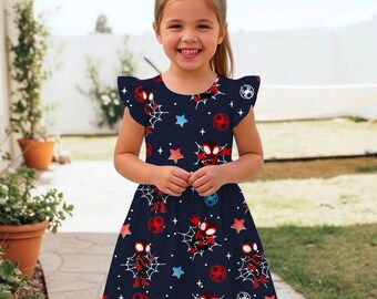 Miles Morales Spidey Ruffle Dress, Spidey and His Amazing Friends Dress, Disneyland Vacation Trip 2026