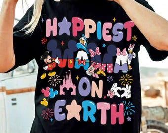 Camiseta de Mickey y Minnie, la mamá más feliz del mundo, color cómodo, diseño del Castillo de Disney, Feliz Día de la Madre, Viaje de vacaciones familiares 2026