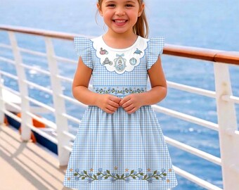Cinderella Gingham Light Blue Floral Coquette Bow Ruffle Dress, Meet Me At Midnight Dress, Disneyland Vacation Trip 2026