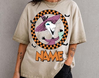 Personalized Shock Gradient Washed Oversize T-Shirt, Nightmare Before Christmas Shirt, Disney Halloween Shirt
