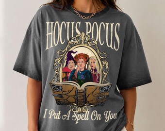 I Put A Spell On You Gradient Washed Oversize T-Shirt, Sanderson Sisters Graphic, Disney Halloween Shirt