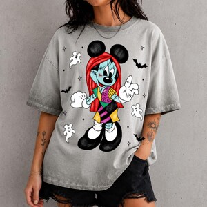 Minnie Sally Gradient Washed Oversize T-Shirt, Nightmare Before Christmas Minnie Tee, Disney Halloween Vacation Outfit image 3