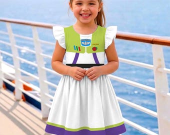 Vestido con volantes de Buzz Lightyear, vestido de Toy Story de Pixar, viaje de vacaciones a Disneyland 2026
