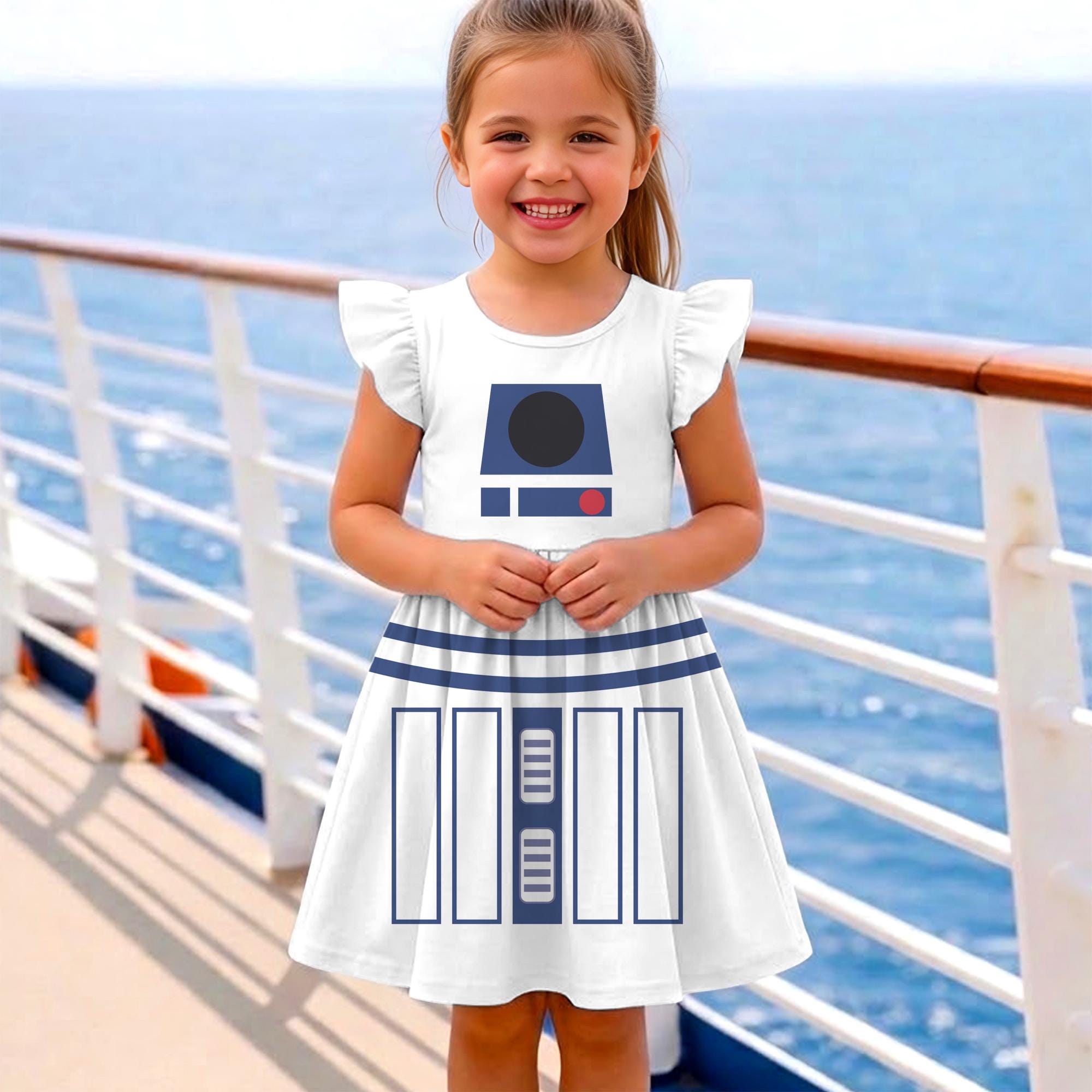 knee length dresses for ladies R2D2 Star Wars Robot Droid Costume Dress Set Disney Lucasfilm Sexy Womens  Halloween Costume