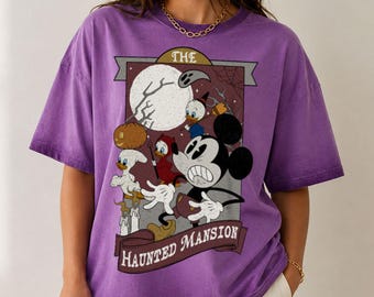 Mickey Mouse The Haunted Mansion Gradient Washed Oversize T-Shirt, Mickey and Friends Spooky Shirt, Disney Vacation 2026