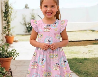 Minnie Daisy Girls Just Wanna Have Fun Light Pink Ruffle Dress, Disney Minnie Daisy Summer Dress, Disneyland Vacation Trip 2026