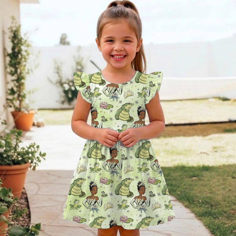 Tiana Frog Princess Friend Ruffle Dress, Disney Tiana Princess Dress, Disney Vacation 2026