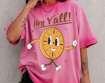 Miss Minutes Hey Y’all Gradient Washed Oversize T-Shirt, Vintage Marvel Graphic Shirt, Disneyland Trip Shirt 2026